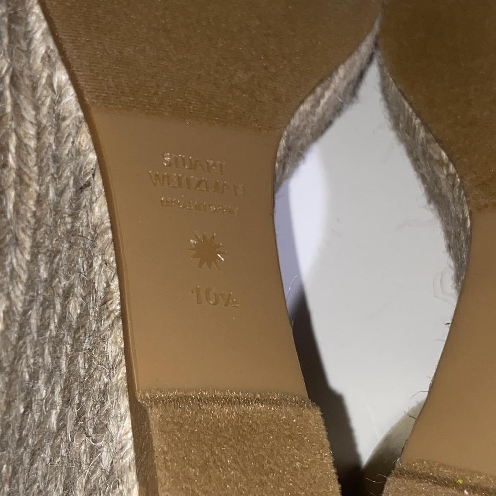 Stuart Weitzman Wedge Sandals Lexia Leather Ankle Strap Shoes Women's 10.5 $375 - Picture 7 of 8